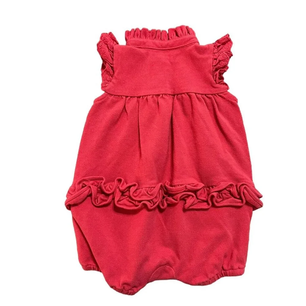 Ralph Lauren 6m Dark Coral Ruffle Bubble Romper
